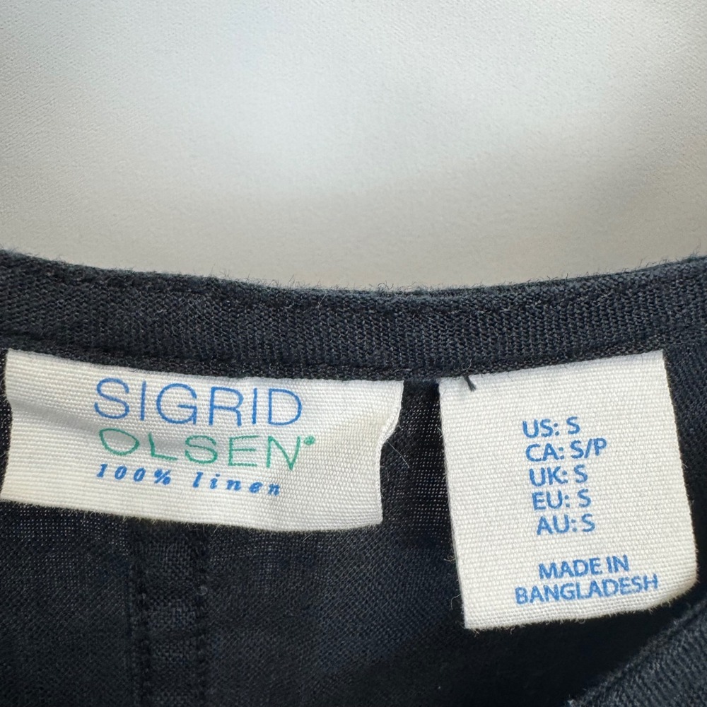Sigrid Olsen Black 100% Linen Boxy Dolman Sleeve Blouse Top Womens Small - Picture 4 of 12